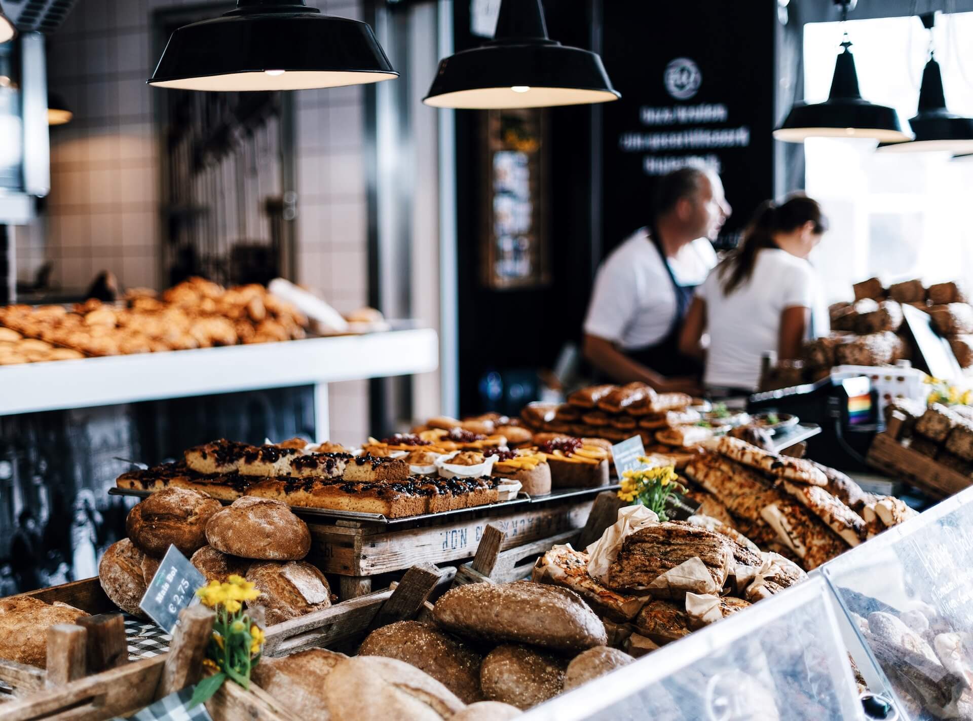 Loaves of bread in a shop