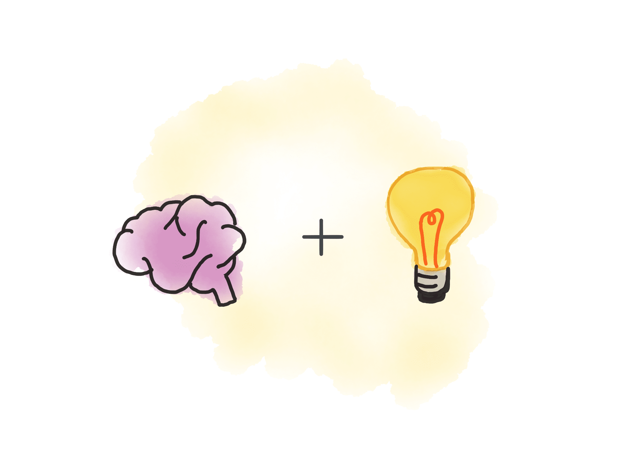 Illustration of a brain and a lightbulb