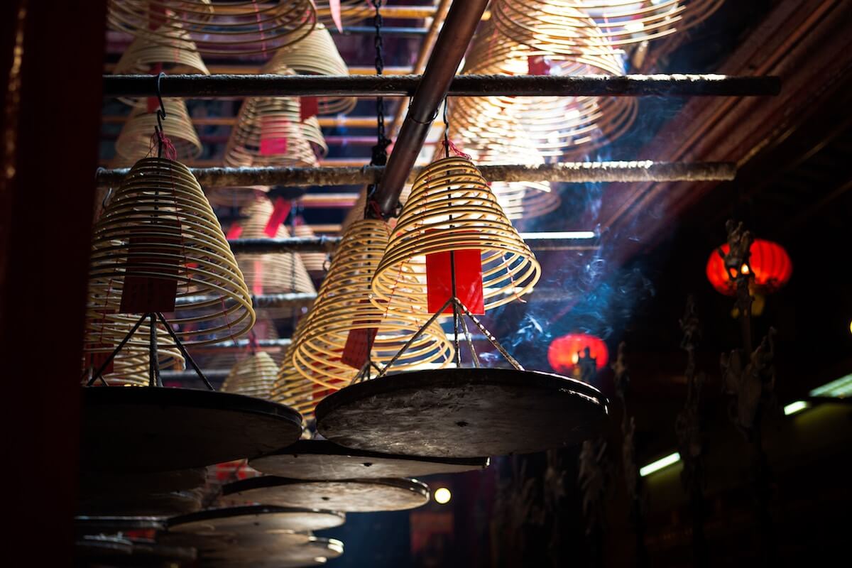 Prayer rings in a Chinese temple